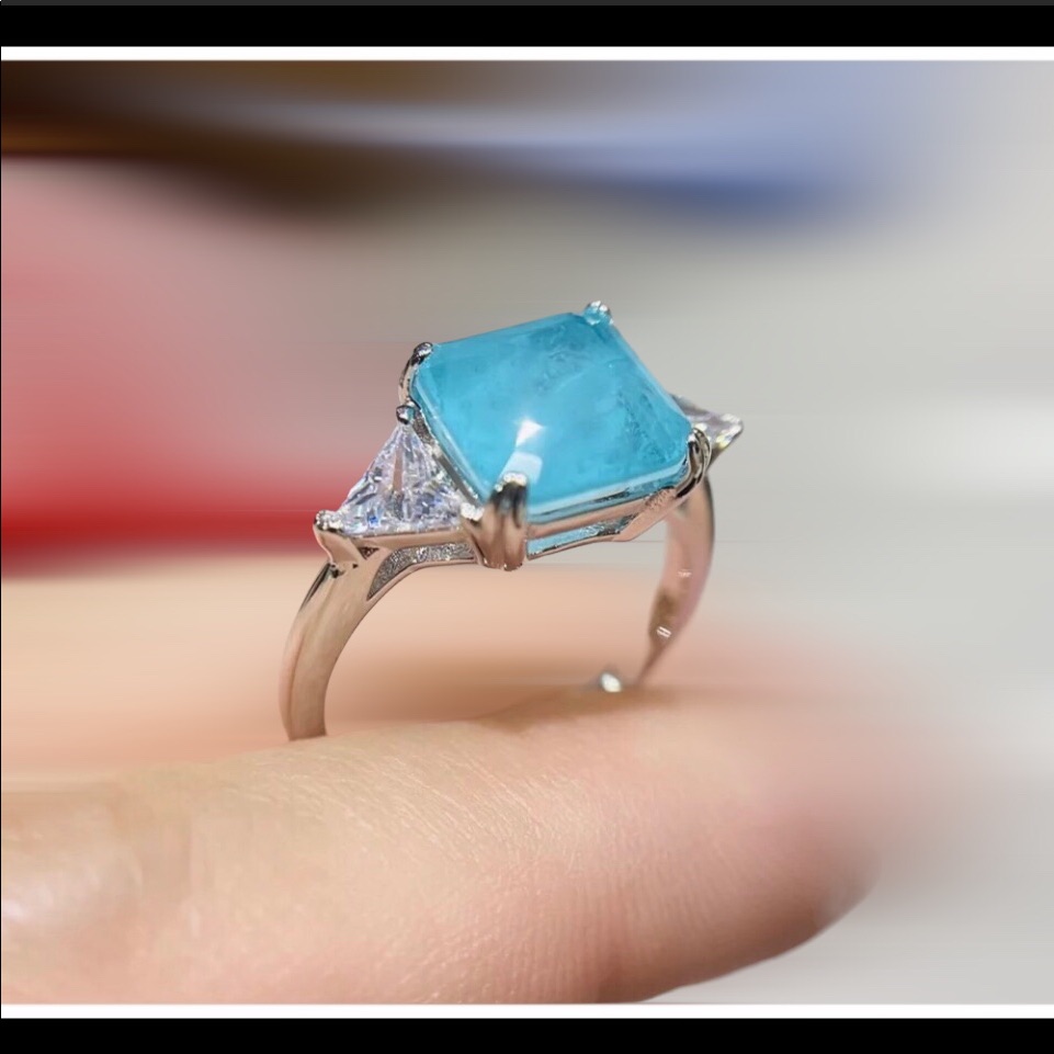 Silver Ring Cubic Zirconium Light Blue Sz 7 21$